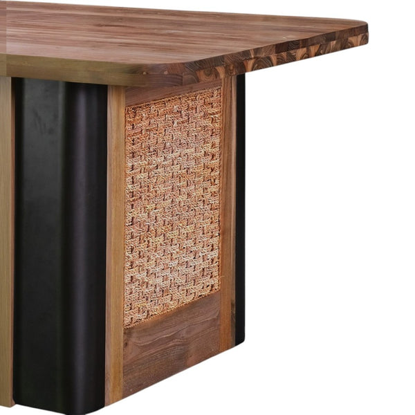 HomeRoots 39" Walnut Brown Round Dining Table with Faceted Pedestal Base - Modern Design for Home & Office 716286