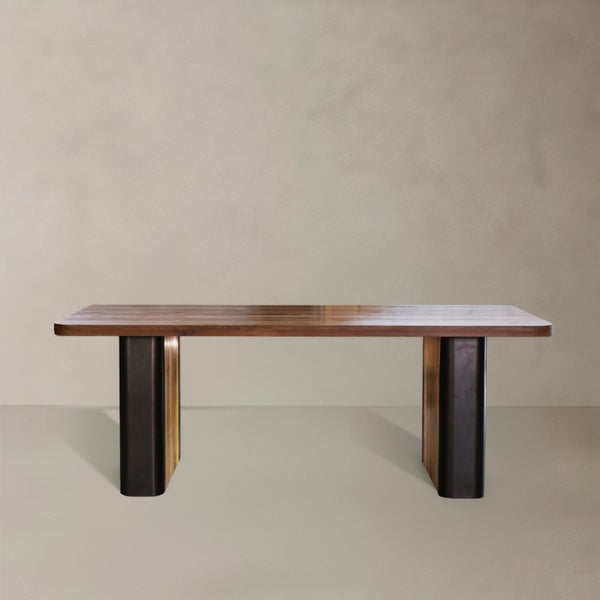 HomeRoots 39" Walnut Brown Round Dining Table with Faceted Pedestal Base - Modern Design for Home & Office 716286
