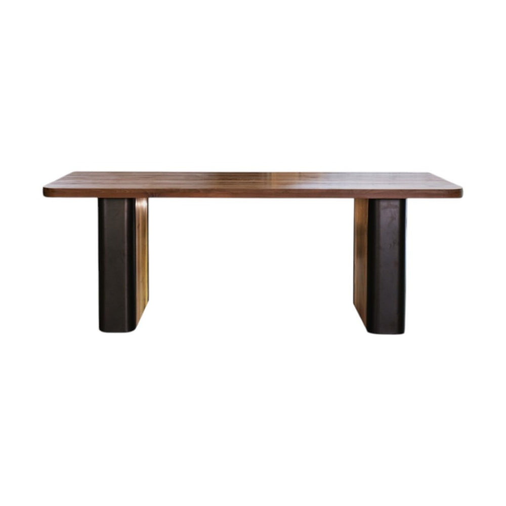 HomeRoots 39" Walnut Brown Round Dining Table with Faceted Pedestal Base - Modern Design for Home & Office 716286