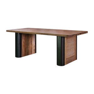HomeRoots 39" Walnut Brown Round Dining Table with Faceted Pedestal Base - Modern Design for Home & Office 716286