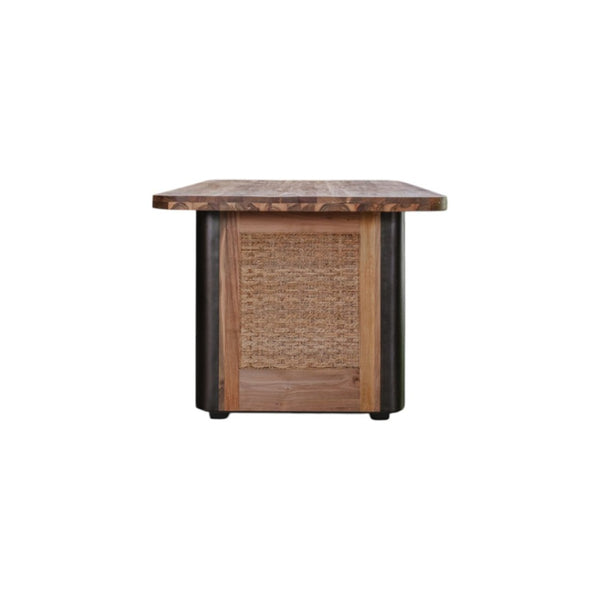 HomeRoots 39" Walnut Brown Round Dining Table with Faceted Pedestal Base - Modern Design for Home & Office 716286