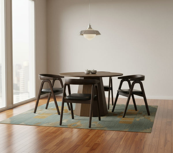 HomeRoots 53" Walnut Wood Trestle Base Dining Table – Stylish, Compact Centerpiece for Dining or Workspaces 716287