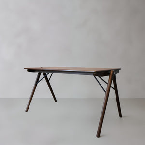 HomeRoots 63" Modern Gray Faux Marble Dining Table with Walnut Wood Base - Stylish Seating for 6 People 716288