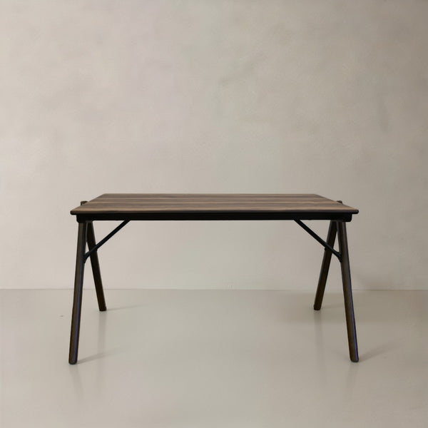 HomeRoots 63" Modern Gray Faux Marble Dining Table with Walnut Wood Base - Stylish Seating for 6 People 716288
