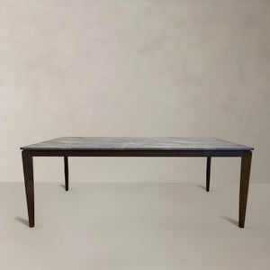 HomeRoots 63" Elegant Walnut and Black Dining Table - Modern Two-Tone Design, Seats 6, Versatile for Home Use 716289