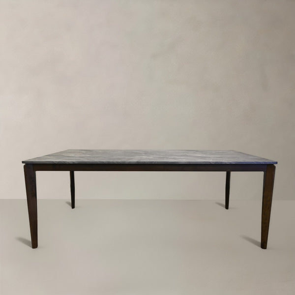 HomeRoots 63" Elegant Walnut and Black Dining Table - Modern Two-Tone Design, Seats 6, Versatile for Home Use 716289