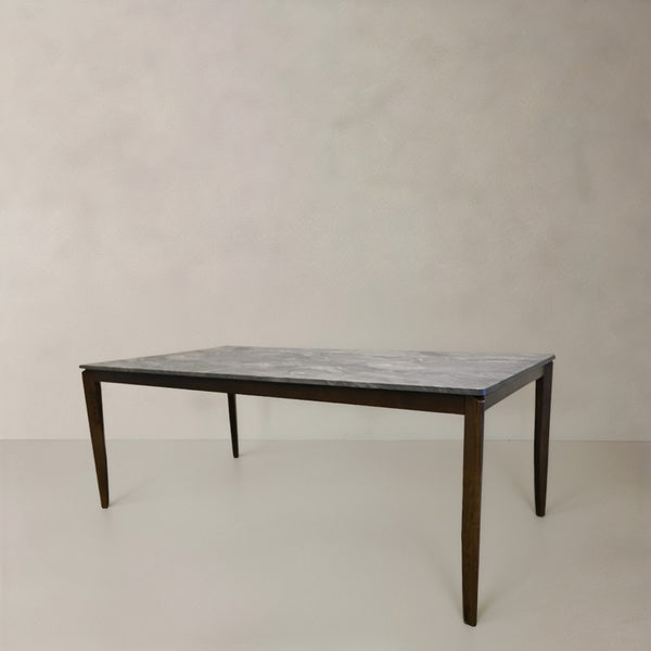 HomeRoots 63" Elegant Walnut and Black Dining Table - Modern Two-Tone Design, Seats 6, Versatile for Home Use 716289