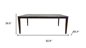 HomeRoots 63" Elegant Walnut and Black Dining Table - Modern Two-Tone Design, Seats 6, Versatile for Home Use 716289