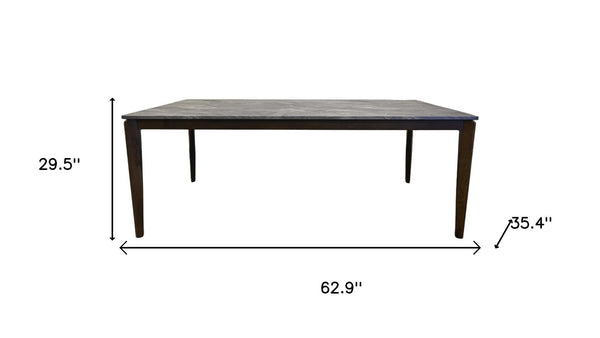 HomeRoots 63" Elegant Walnut and Black Dining Table - Modern Two-Tone Design, Seats 6, Versatile for Home Use 716289