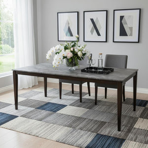 HomeRoots 63" Elegant Walnut and Black Dining Table - Modern Two-Tone Design, Seats 6, Versatile for Home Use 716289