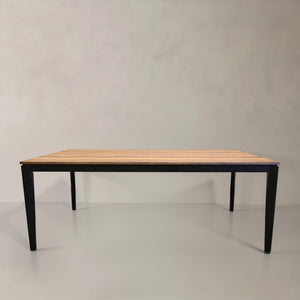 HomeRoots 79" Gray Faux Marble Dining Table with Walnut Base – Modern Design for Dining Rooms & Workspaces 716290
