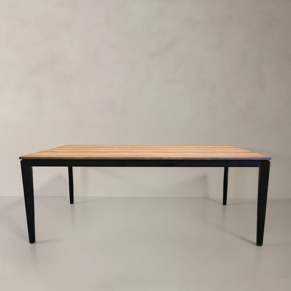 HomeRoots 79" Gray Faux Marble Dining Table with Walnut Base – Modern Design for Dining Rooms & Workspaces 716290
