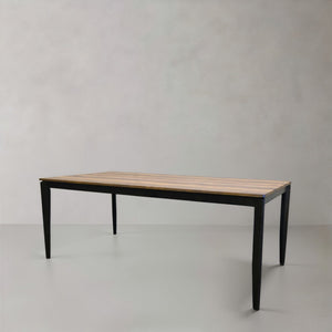 HomeRoots 79" Gray Faux Marble Dining Table with Walnut Base – Modern Design for Dining Rooms & Workspaces 716290