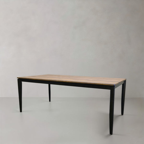 HomeRoots 79" Gray Faux Marble Dining Table with Walnut Base – Modern Design for Dining Rooms & Workspaces 716290