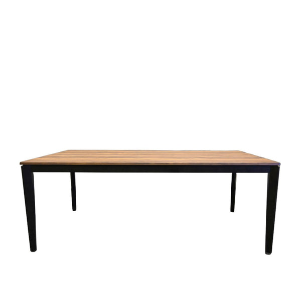 HomeRoots 79" Gray Faux Marble Dining Table with Walnut Base – Modern Design for Dining Rooms & Workspaces 716290