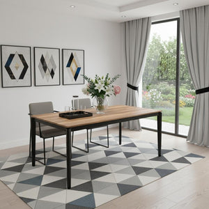 HomeRoots 79" Gray Faux Marble Dining Table with Walnut Base – Modern Design for Dining Rooms & Workspaces 716290