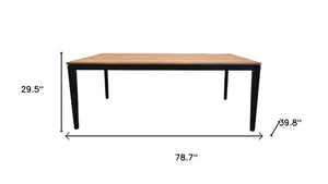 HomeRoots 79" Walnut Wood Dining Table - Modern Two-Tone Design for 8, Perfect for Dining & Workspace Use 716292