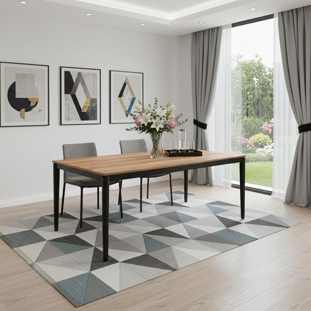 HomeRoots 79" Walnut Wood Dining Table - Modern Two-Tone Design for 8, Perfect for Dining & Workspace Use 716292