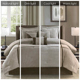 Madison Park Dallas Transitional 7 Piece Micro Corduroy Comforter Set MP10-313 Taupe