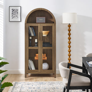 HomeRoots 30" Black Wood Oval Accent Cabinet - Stylish Storage Solution for Modern Living & Dining Spaces 716312