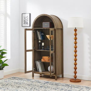 HomeRoots 30" Black Wood Oval Accent Cabinet - Stylish Storage Solution for Modern Living & Dining Spaces 716312