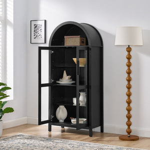 HomeRoots 60" White Wood Accent Cabinet - Stylish Storage Solution with Four Doors for Any Room Decor 716313