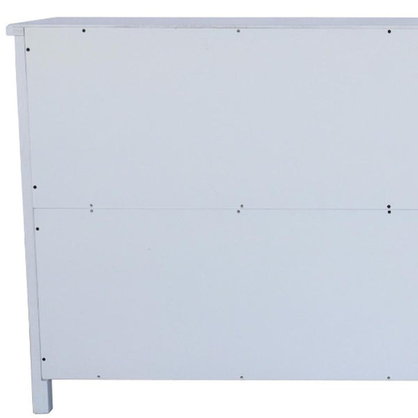 HomeRoots 32" Chic White and Gold Wood Accent Cabinet with Two Doors - Stylish Storage for Any Room 716314