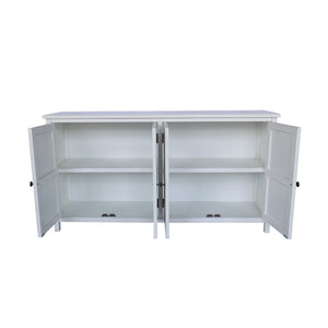 HomeRoots 32" Chic White and Gold Wood Accent Cabinet with Two Doors - Stylish Storage for Any Room 716314