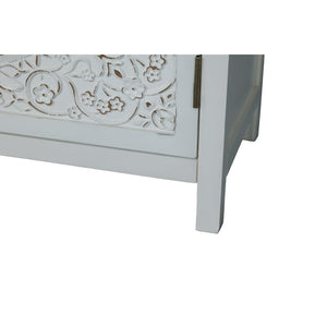 HomeRoots 32" Chic White and Gold Wood Accent Cabinet with Two Doors - Stylish Storage for Any Room 716314