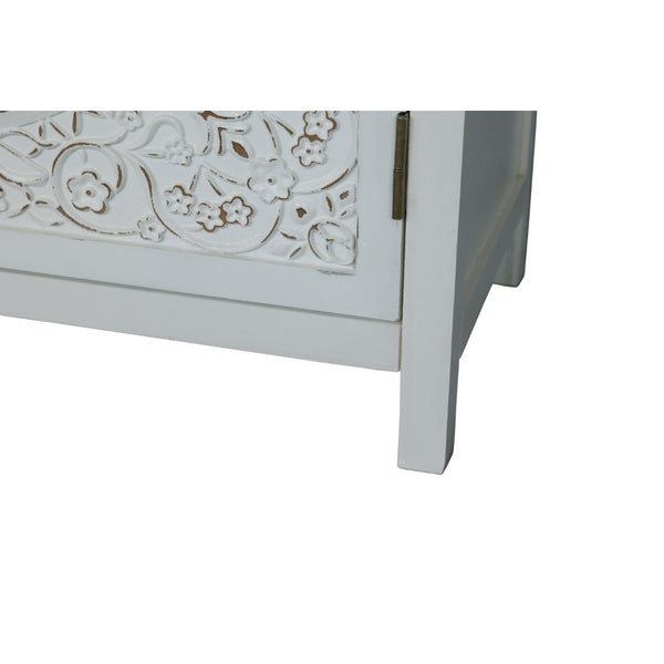 HomeRoots 32" Chic White and Gold Wood Accent Cabinet with Two Doors - Stylish Storage for Any Room 716314