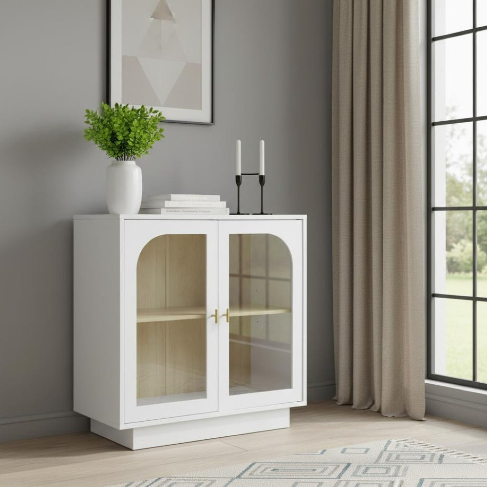 HomeRoots 31" Black Wood Accent Cabinet - Stylish Two-Door Storage for Modern Living Rooms & Entryways 716318