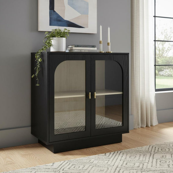 HomeRoots 32" Stylish Brown Wood Accent Cabinet with Two Doors for Modern Storage & Organization Solutions 716319