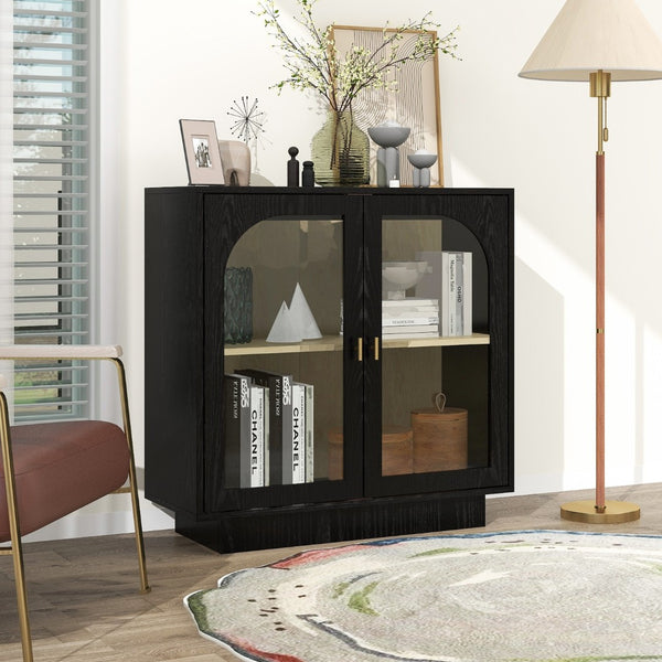 HomeRoots 32" Stylish Brown Wood Accent Cabinet with Two Doors for Modern Storage & Organization Solutions 716319