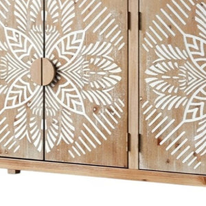 HomeRoots 60" Black and Gold Wood Accent Cabinet - Elegant Storage Solution with Four Doors for Any Room Decor 716321