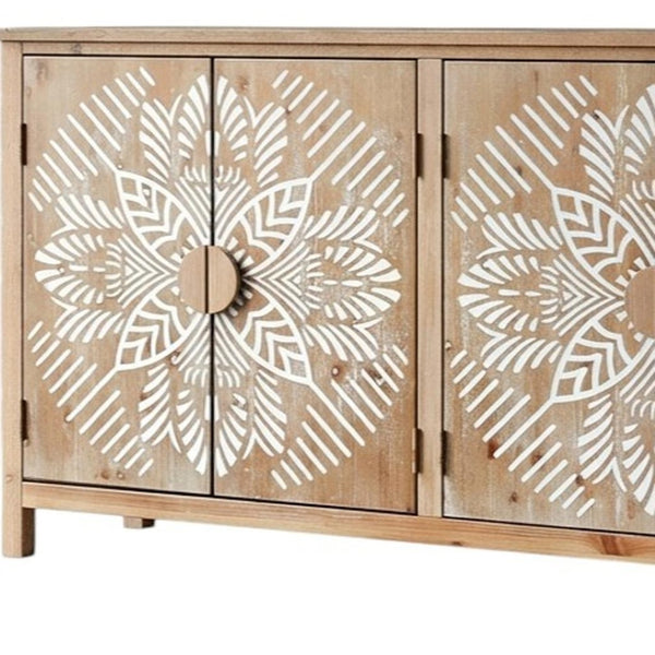 HomeRoots 60" Black and Gold Wood Accent Cabinet - Elegant Storage Solution with Four Doors for Any Room Decor 716321