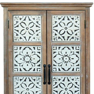 HomeRoots 27" White Wood Accent Cabinet - Stylish Storage Solution with Doors & Drawers for Modern Homes 716324