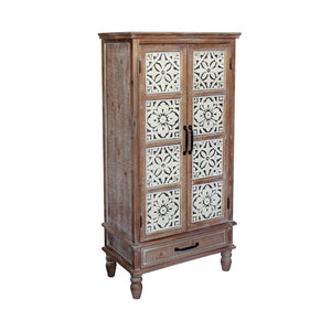 HomeRoots 27" White Wood Accent Cabinet - Stylish Storage Solution with Doors & Drawers for Modern Homes 716324
