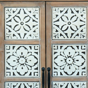 HomeRoots 27" White Wood Accent Cabinet - Stylish Storage Solution with Doors & Drawers for Modern Homes 716324