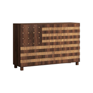 HomeRoots 43" Elegant Brown Wood Paneled Accent Cabinet with Hidden Storage, Drawers & Versatile Design 716326