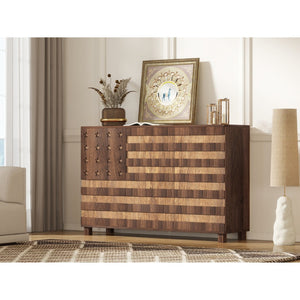 HomeRoots 43" Elegant Brown Wood Paneled Accent Cabinet with Hidden Storage, Drawers & Versatile Design 716326