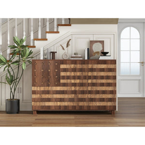 HomeRoots 43" Elegant Brown Wood Paneled Accent Cabinet with Hidden Storage, Drawers & Versatile Design 716326