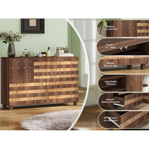 HomeRoots 43" Elegant Brown Wood Paneled Accent Cabinet with Hidden Storage, Drawers & Versatile Design 716326