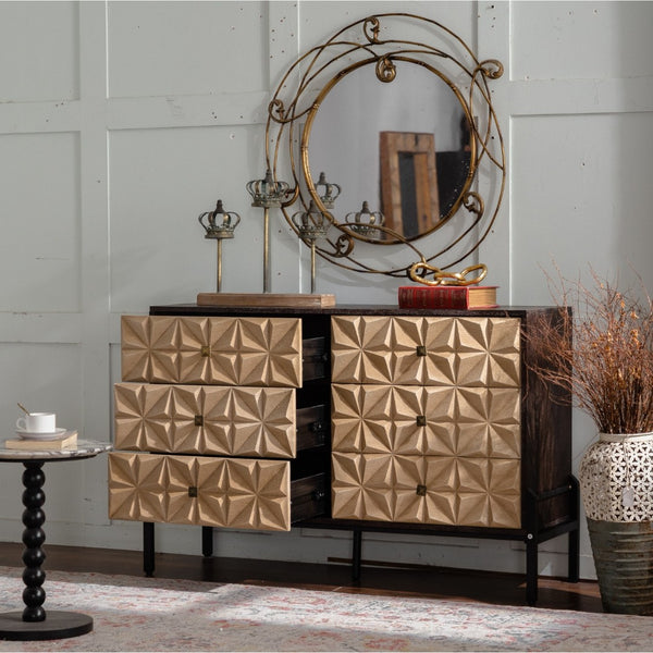 HomeRoots 28" Brown Wood Accent Cabinet - Stylish 3-Drawer Storage Solution for Home or Office Decor Needs 716328