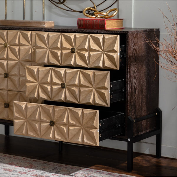 HomeRoots 28" Brown Wood Accent Cabinet - Stylish 3-Drawer Storage Solution for Home or Office Decor Needs 716328