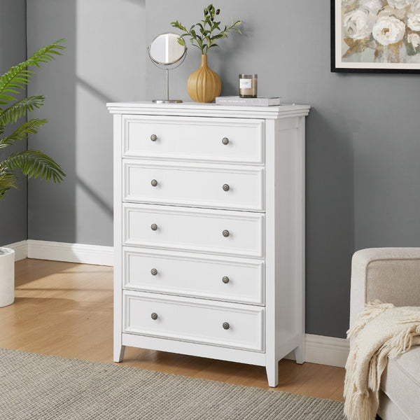 HomeRoots 32" Black Wood Accent Cabinet - Stylish 5-Drawer Storage Solution for Any Room or Office Space 716330