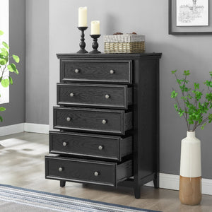 HomeRoots 32" Elegant White Wood Accent Cabinet with Five Drawers for Stylish Storage in Any Room 716331