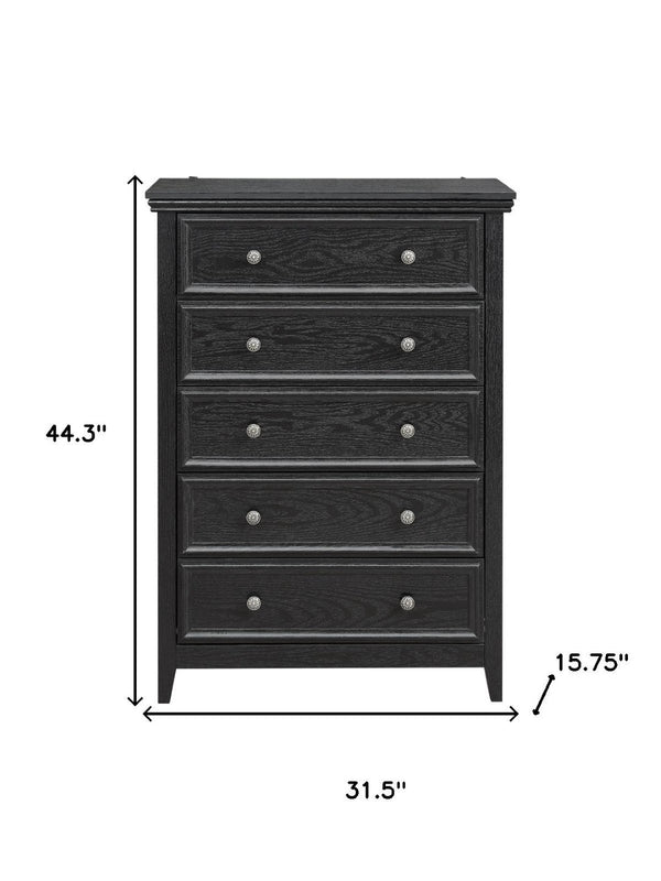 HomeRoots 32" Elegant White Wood Accent Cabinet with Five Drawers for Stylish Storage in Any Room 716331