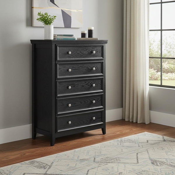 HomeRoots 32" Elegant White Wood Accent Cabinet with Five Drawers for Stylish Storage in Any Room 716331