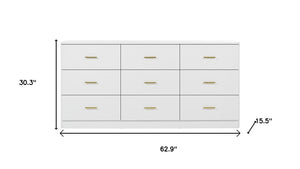 HomeRoots 63" Sleek Black Wood Accent Cabinet with Nine Drawers for Stylish Storage in Any Room Decor 716333