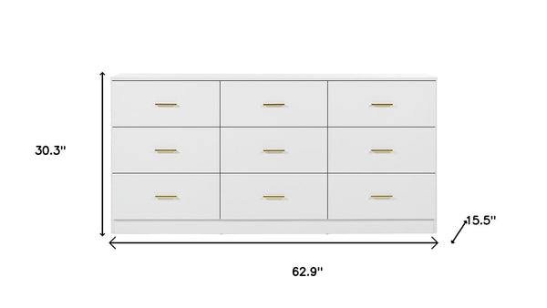 HomeRoots 63" Sleek Black Wood Accent Cabinet with Nine Drawers for Stylish Storage in Any Room Decor 716333